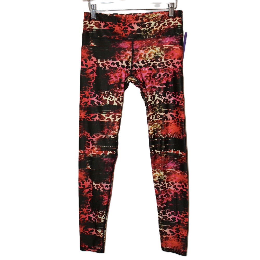 Noli Red Black Pink Yellow Leopard Printed High Rise High Waisted Leggings Sz M